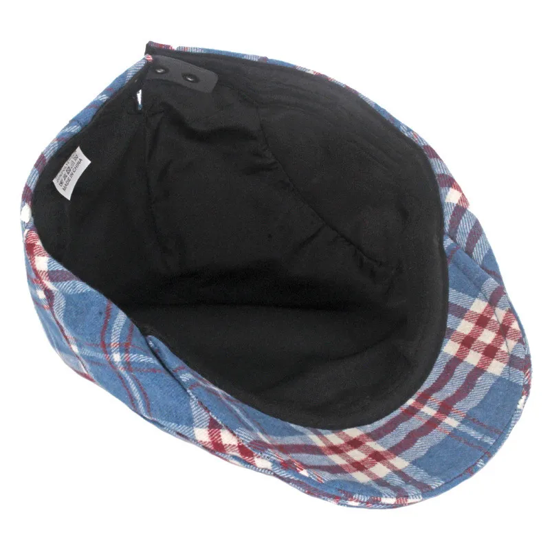 2024 Four Seasons Cotton Plaid Print Newsboy Caps Flat Peaked Cap Men and Women Painter Beret Hats 162