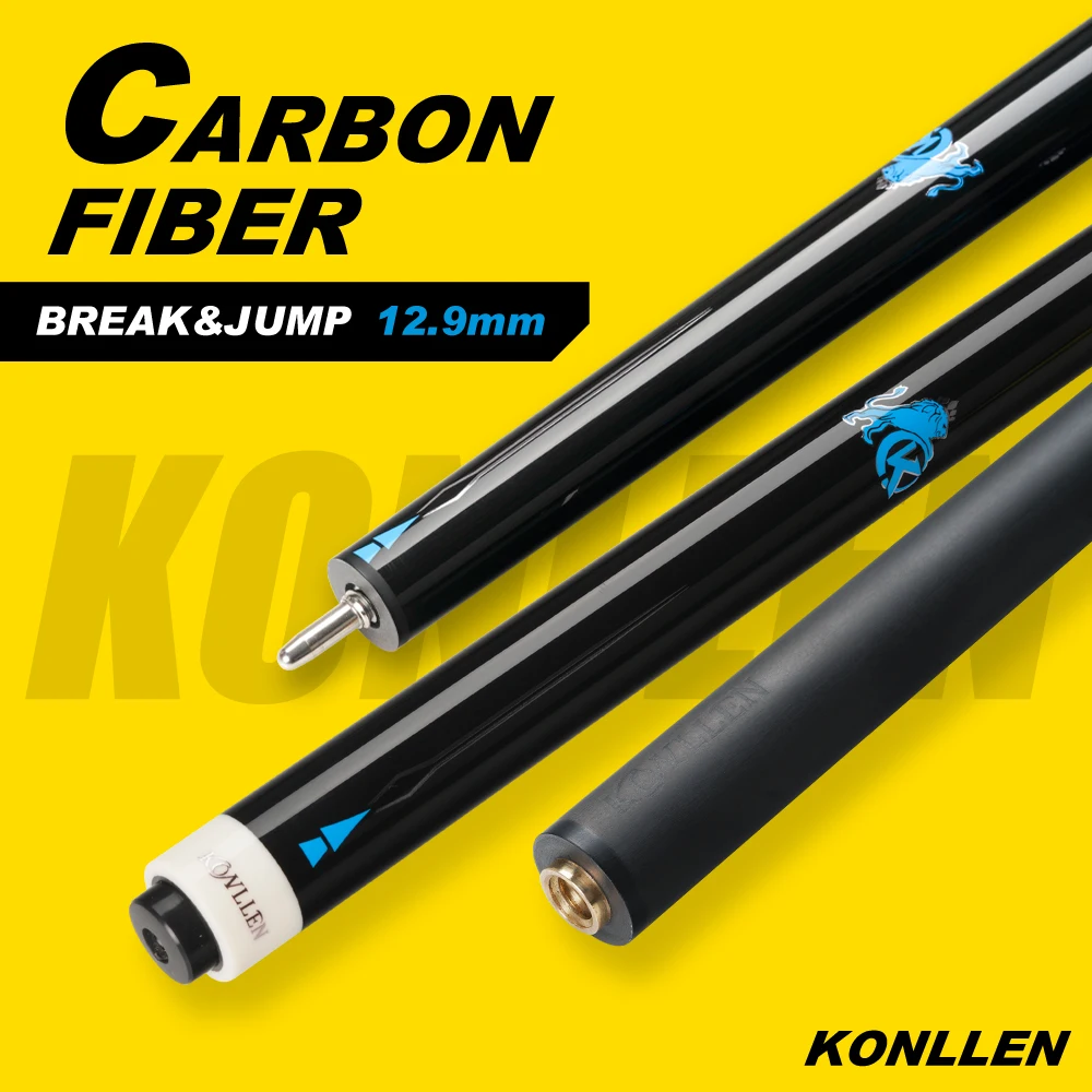 

KONLLEN-Carbon Fiber Punch Jump Cue, Uniloc Joint, Professional Break Cue, Black Technology, 3 Pieces, 12.9mm