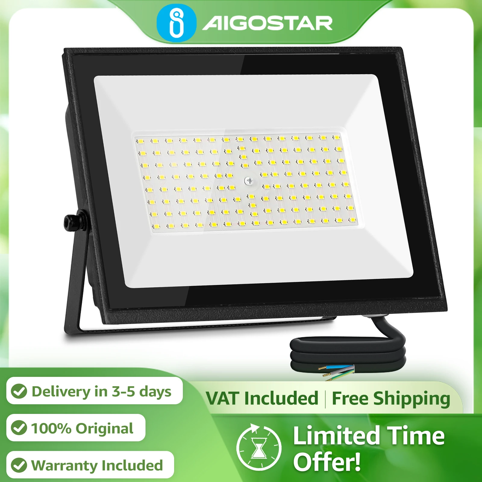 Proyector Led Aigostar 70W 6100Lm Ip65 |     84 LED, luz fría 6500K para jardín, garaje