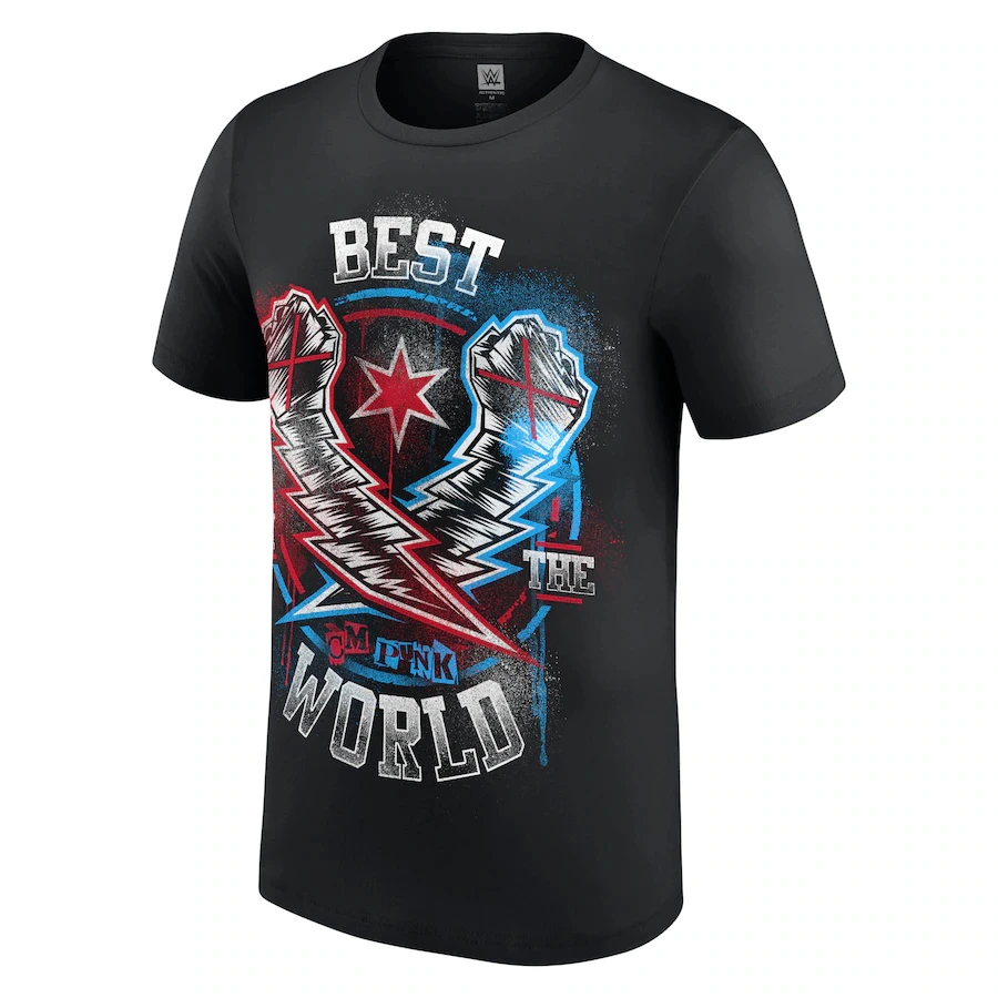 

Youth Black Cm Punk Lightning Fists T-Shirt Classic Simple Fashion Loose Sweat Absorbing Breathable Suitable For Daily Leisure