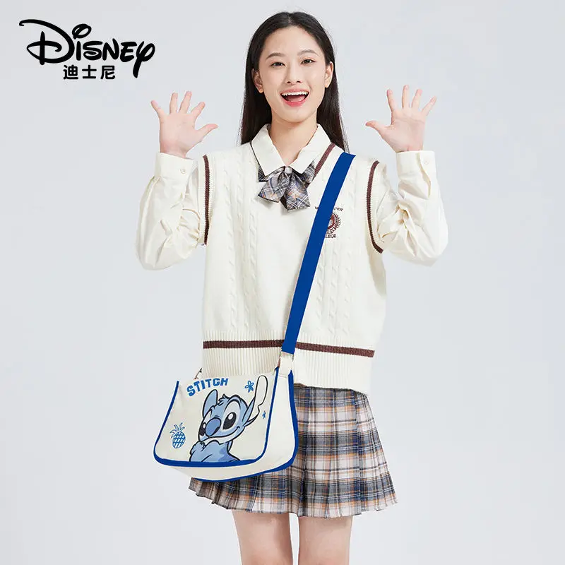 Disney stitch dos desenhos animados saco de lona lilo & stitch casual all-match bonito dos desenhos animados bolsa moeda acessórios roupas saco feminino