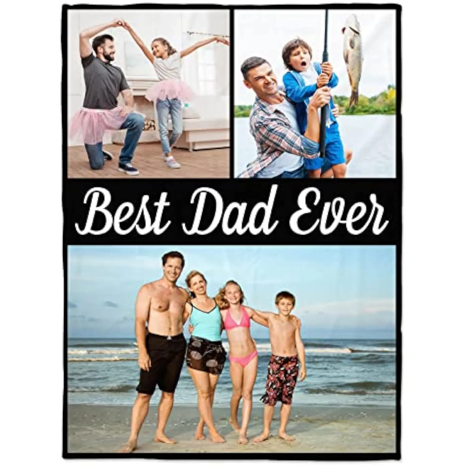 Customized Flannel Blanket Your Photo Personalized Design Print New Year Gift for Daddy Soft Warm Throw Blanket for Father's Day