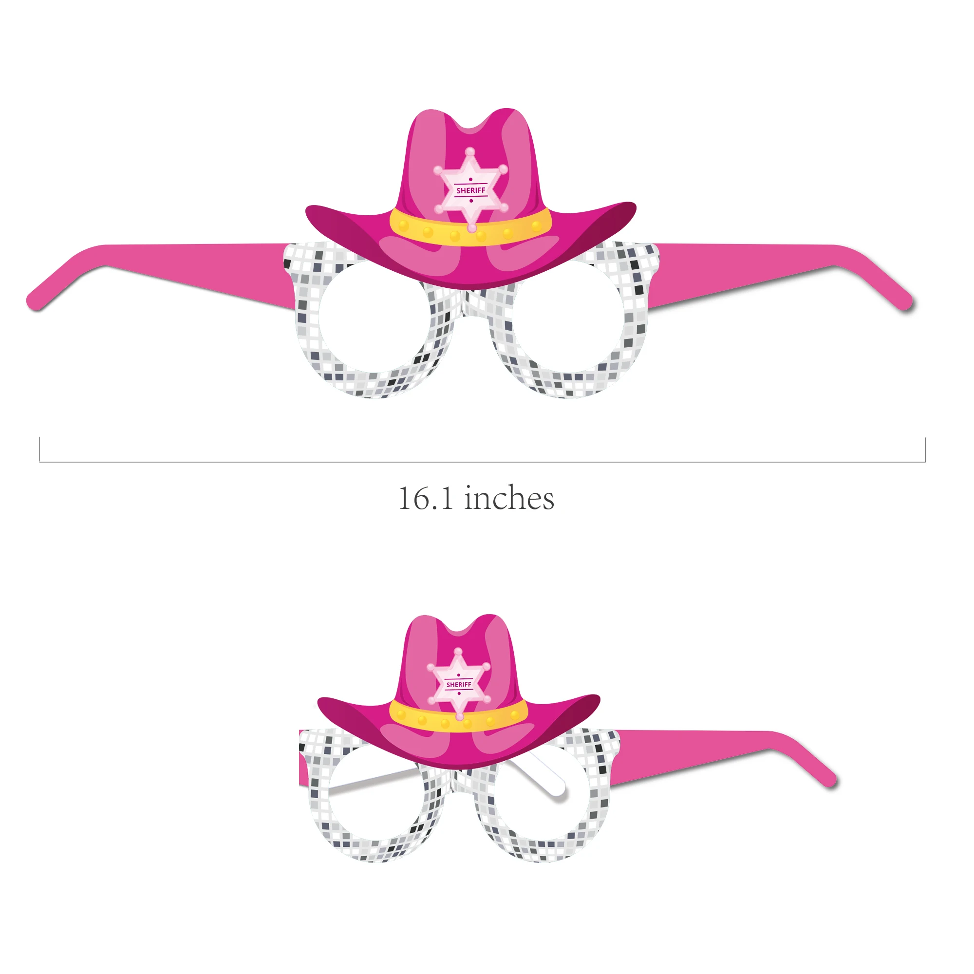12pcs Pink Cowgirl Theme Glasses Photo Booth Props,Birthday Party Decoration Mask DIY Photography Prop Party Supplies