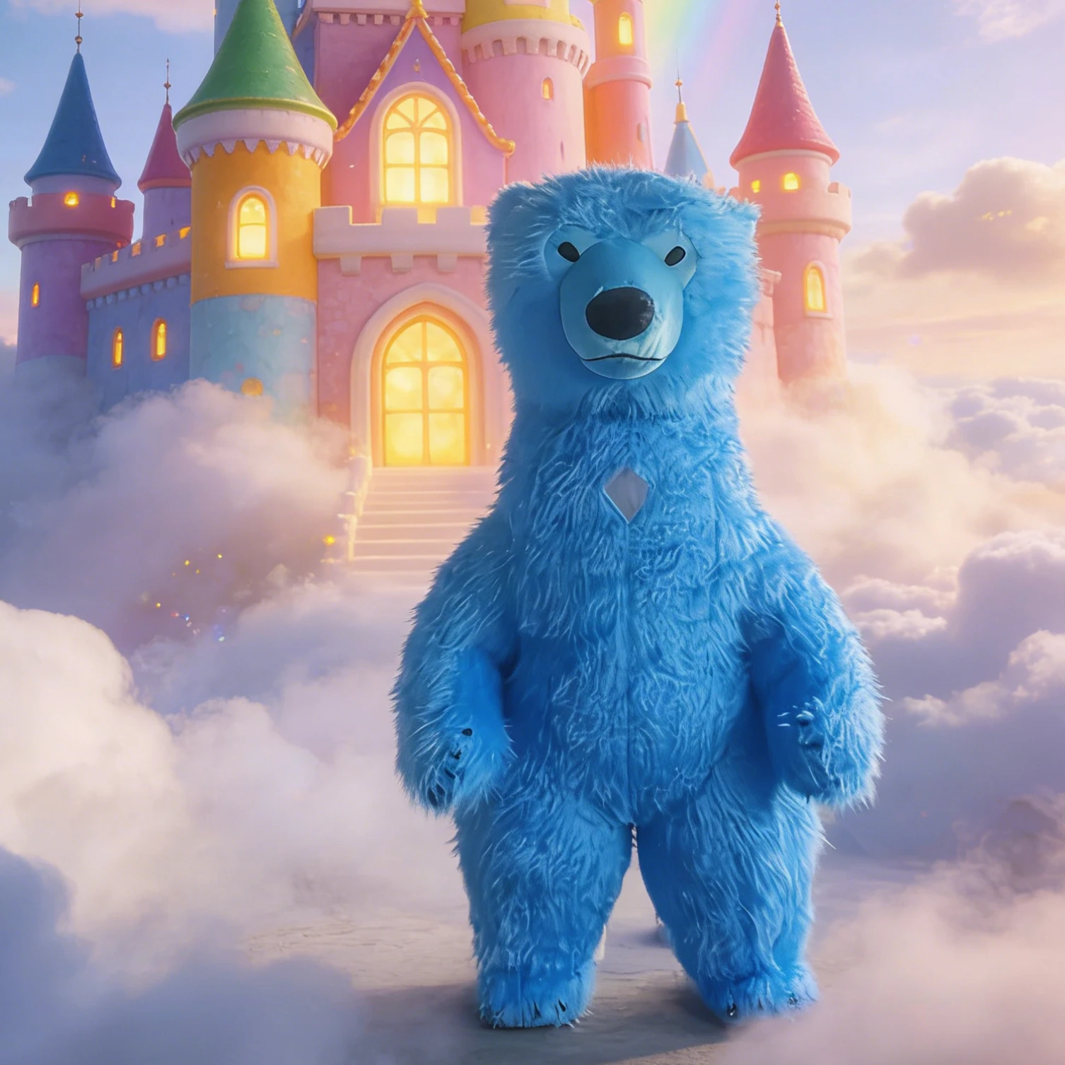 Disfraz Inflable de Oso Polar Azul para Publicidad, Navidad, Halloween, Carnaval, Animal para Adultos, Sin Batería ni Cargador