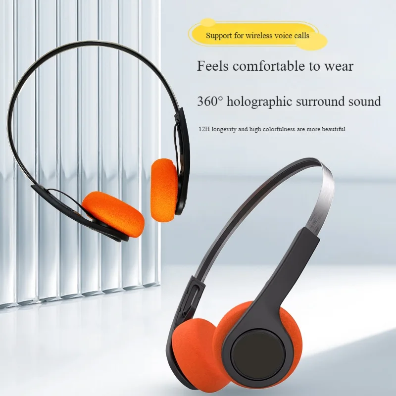 

Classic Retro Wireless Bluetooth Headphones HiFi Stereo Music Headset With Mic Space Wrapped Around For Girl Small Head Wear