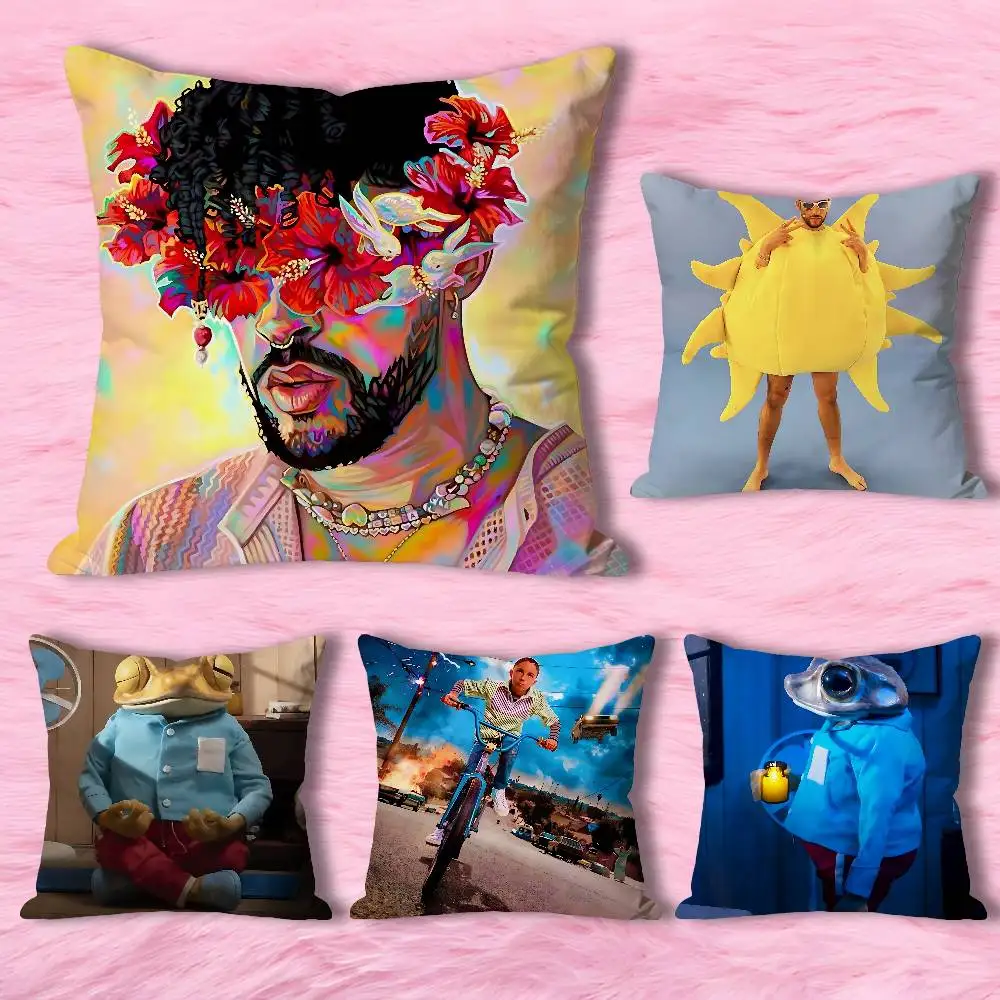 

B-Bad B-Bunny DTMF Pillow Cases for Bedroom Living Room Sofa Home Decor Polyester Cushion Cover with Zipper