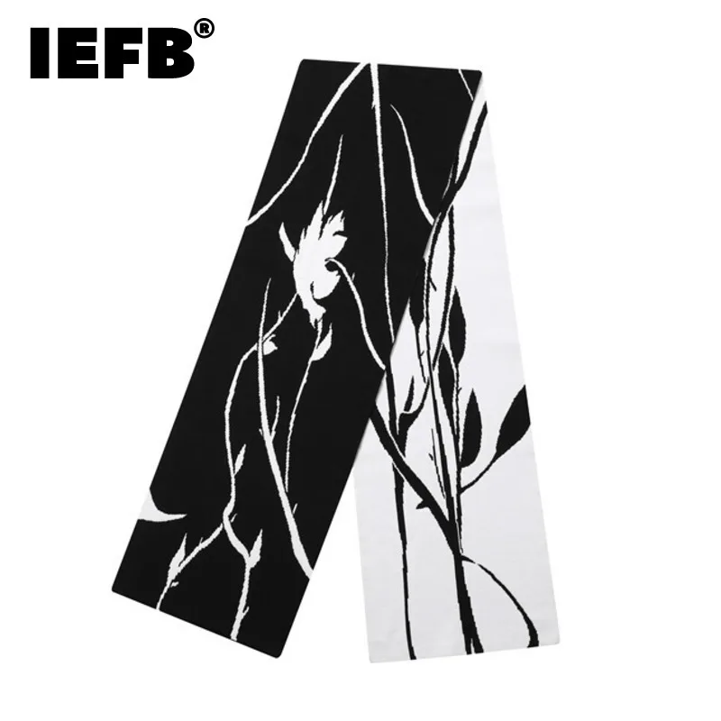 IEFB Men's Scarves Trend Long Shawls Fashion Stacked Male Dot Print Art Line Design Warm Big Scarf Stylish Man Decoration 9C2170