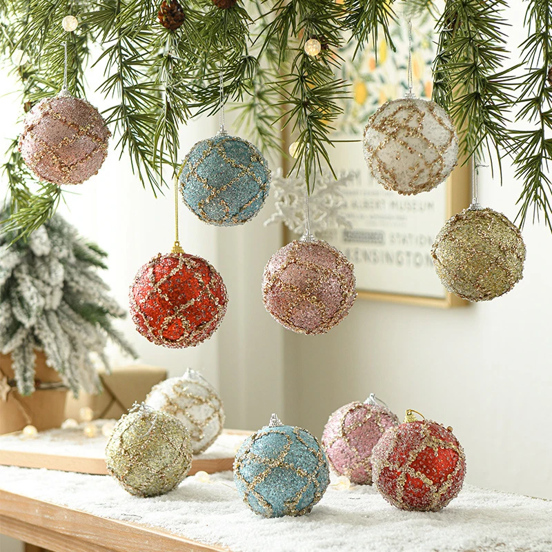 Foam Christmas Balls With Gold Mesh, Hanging Ornaments For Holiday Scene Setup, Ideal For Christmas Tree And Festive Decorations