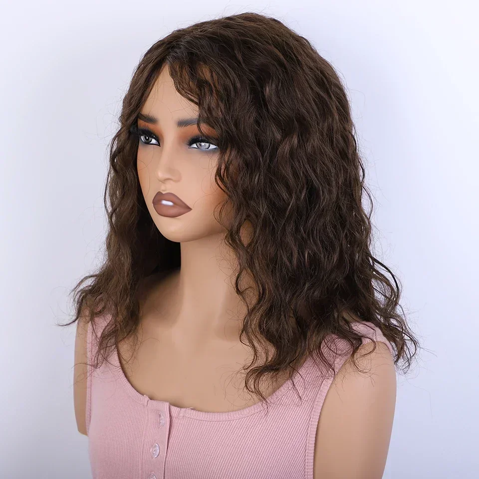 Short Body Wave Wigs 180 Density Ready To Wear Brown Water Wave Bob Brazilian Human Hair Wigs For Women Full Machine Made Wigs