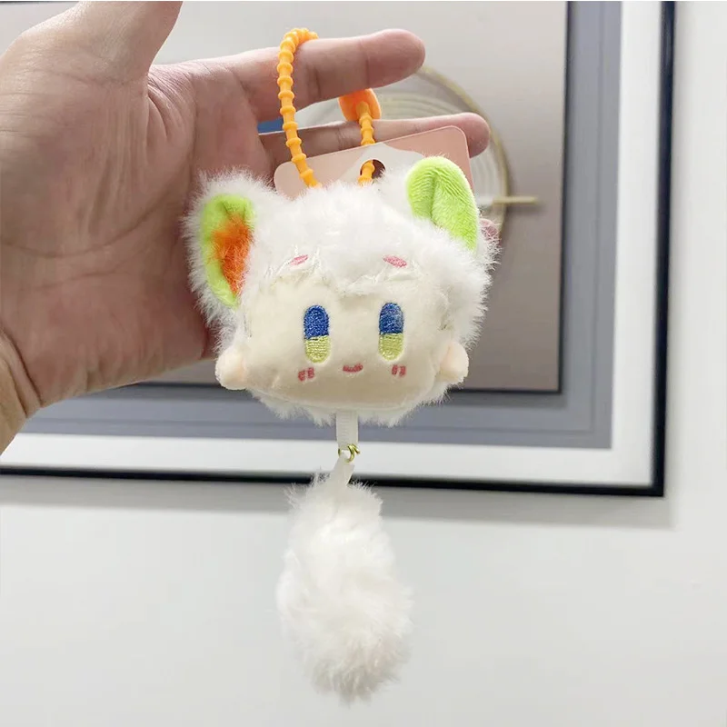 きゅっきゅっと鳴るキツネ猫ぬいぐるみキーホルダー ミニぬいぐるみキーリング かわいい動物バックパックチャーム カップルギフト ぬいぐるみバッグアクセサリー