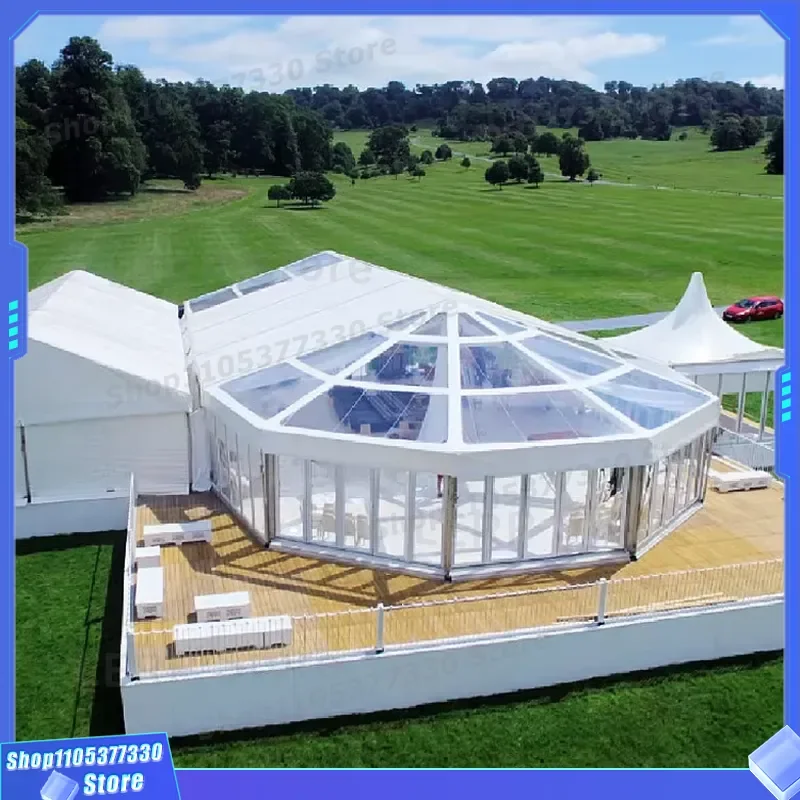 Best-selling in Chinese factory Outdoor transparent wedding party tent Aluminum frame Windproof and rainproof Shade can be