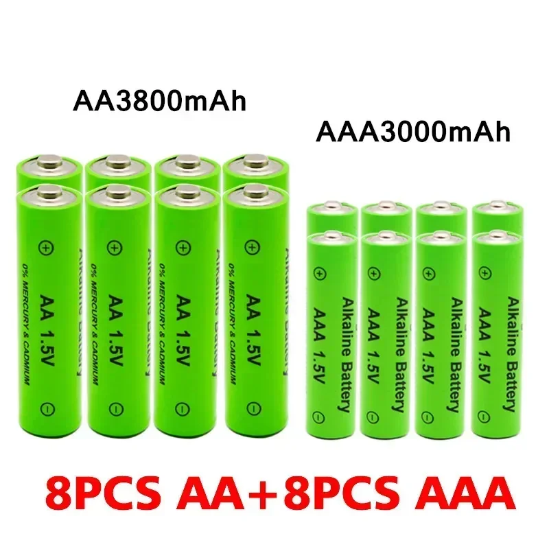 AA + AAA Rechargeable AA 1.5V 3800mAh/1.5V AAA 3000mah Alkaline Battery Flashlight Toys Watch MP3 Player Replace Ni-Mh Battery