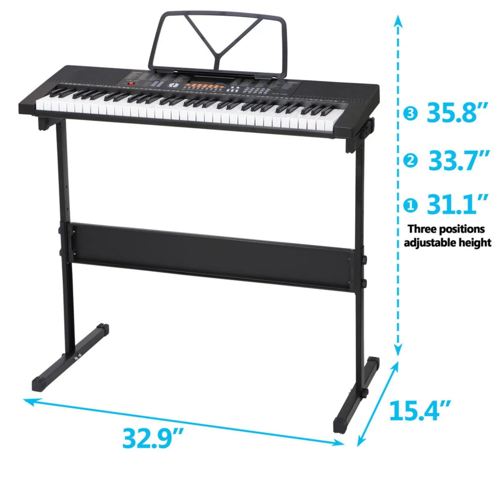 US 61-Key Electric Keyboard Piano for Beginners w/Headphones, Microphone and Stool