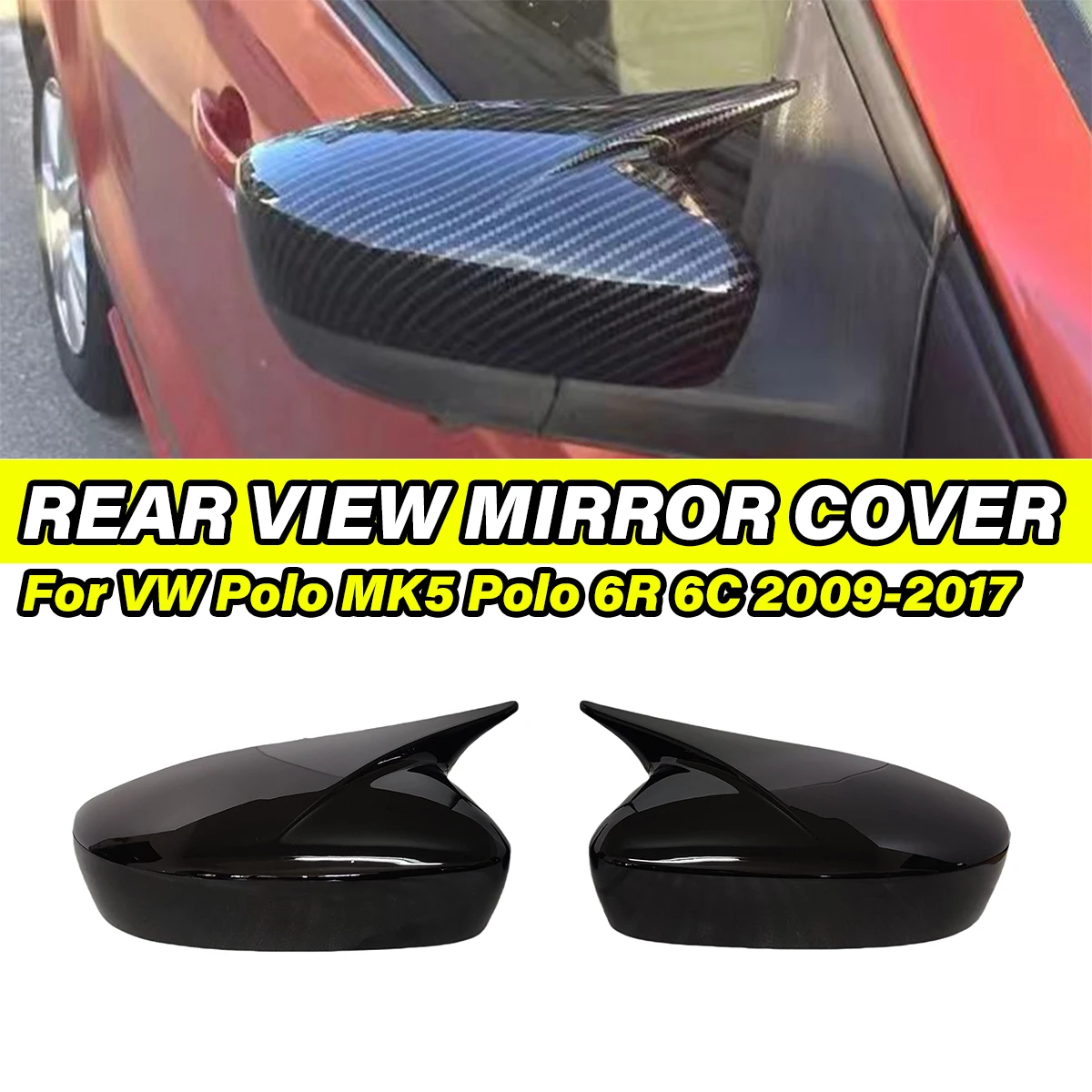 

For Volkswagen VW POLO 2011 2012 2013 For Skoda Rapid 2011-2015 Pair Rearview Mirror Cover Car Door Side Mirror Caps M Style