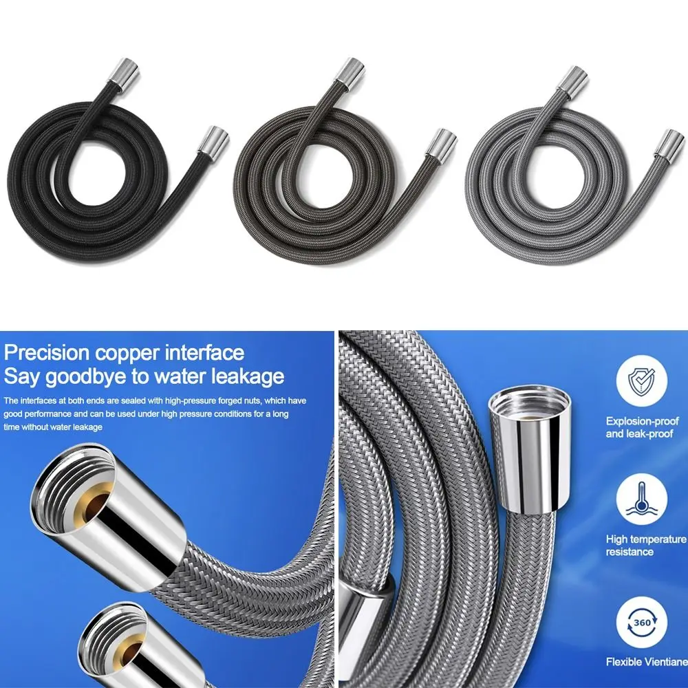 1.5/2.0 Meter Bathroom Nylon High Pressure Flexible Smooth Shower Hose Flexible Handheld Anti Winding GI/2 Universal Pipe Tube