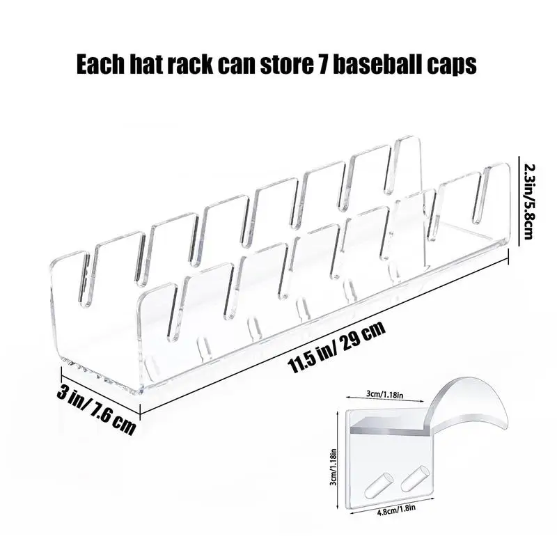 Acrílico Hat Holder Organizer, bancada, Baseball Cap Display, Hat Racks, Desktop Storage, Stand com 2 ganchos para quarto