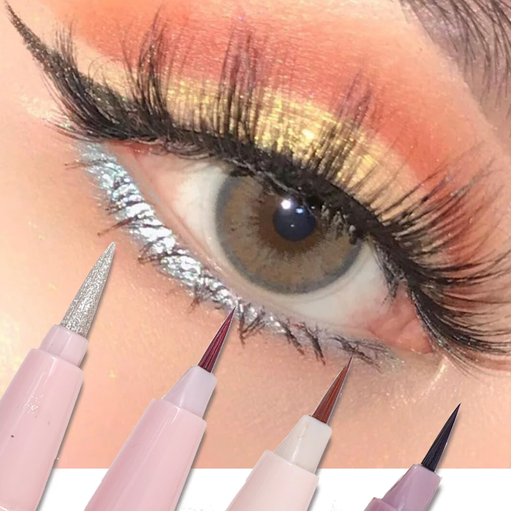 Matita Eyeliner liquido Glitter diamante ultrasottile Eyeliner impermeabile ad asciugatura rapida penna per ciglia inferiore a lunga durata occhi trucco cosmetico