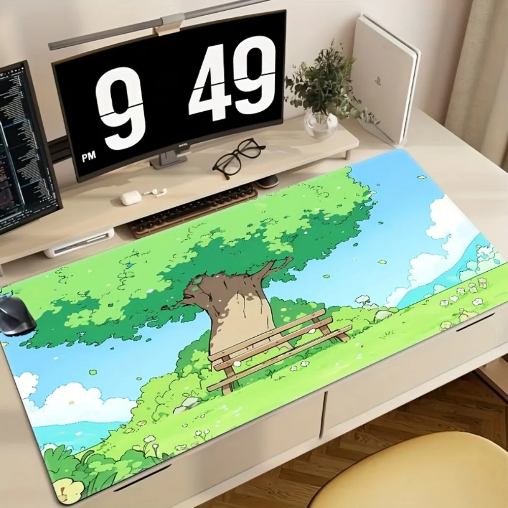 

Green landscape pattern gaming mouse pad with anti-slip rubber base decoração setup gamer alfombrillas gaming mousepad gamer