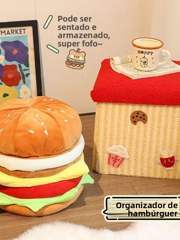 バーガー収納スツール家庭用靴交換用ぬいぐるみおやつ収納スツールモダンシンプルスタイル非手作り綿素材