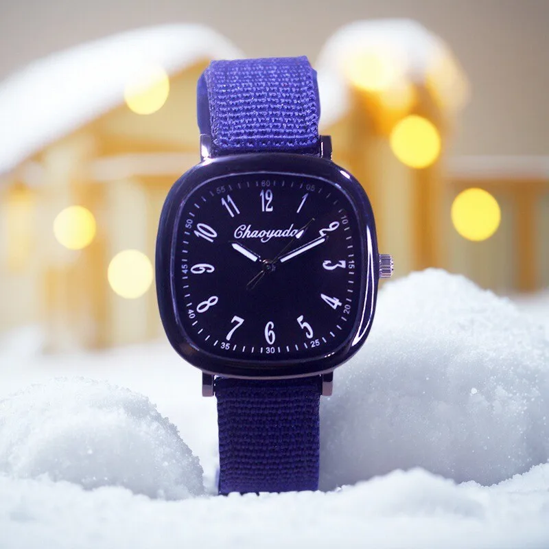 children Durable easy clean canvas quartz watch teenagers boys girls junior high primary school students for exam birthday gifts