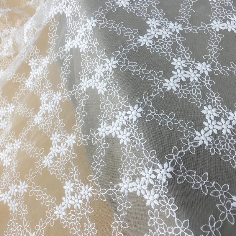 

5Yards Mesh Embroidery Lace Fabric, Curtain Accessories Dress Garment Material, Needlework, Sewing Accessories Wholesale, 130cm