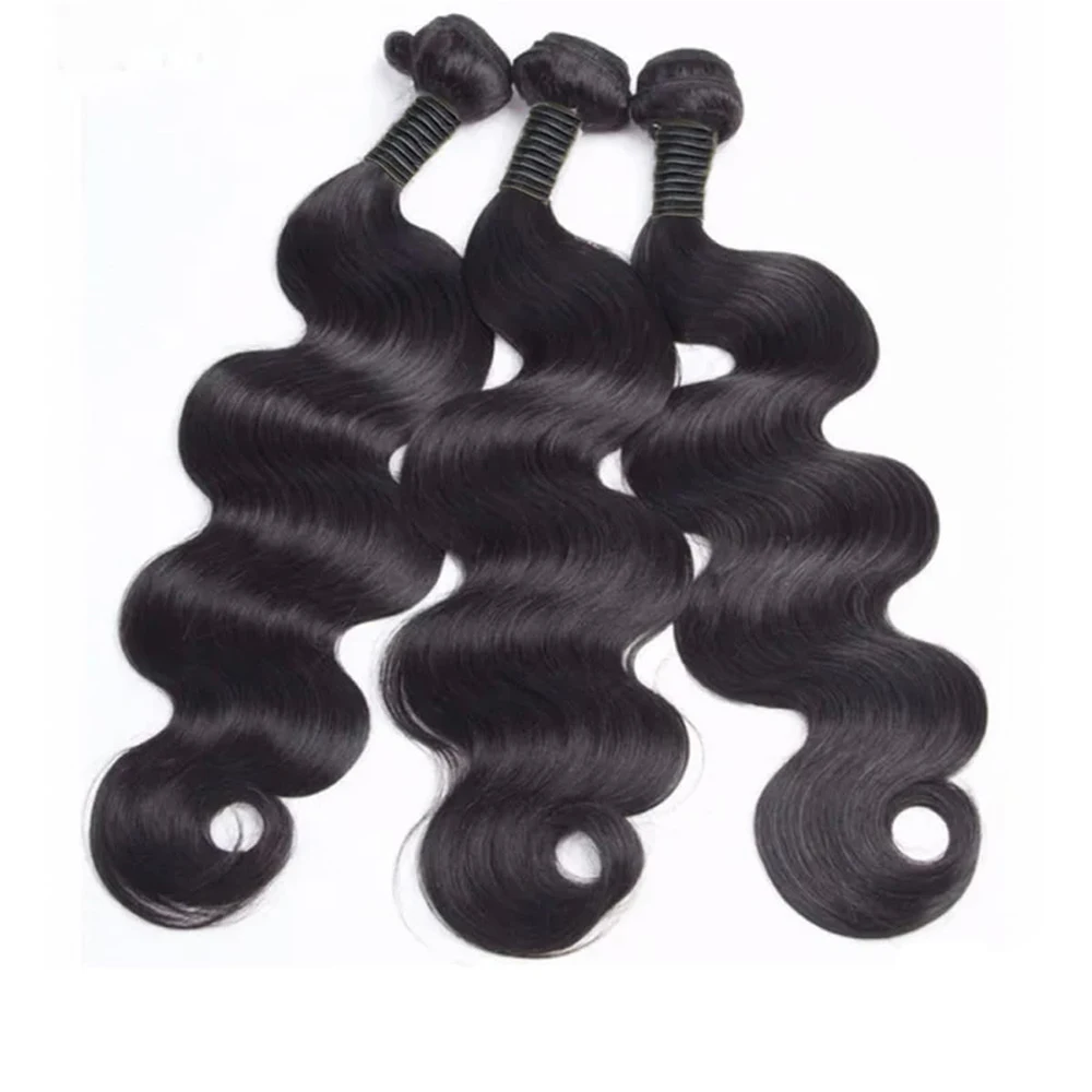 Unprocessed Human Hair Bundles 36 38 40 42 Inch Body Wave Bundles Brazilian Virgin Human Hair Extensions For Black Woman 1 3 4 Bundles Human Hair Machine Double Weft Extensions Quick Weave Natural Black Color