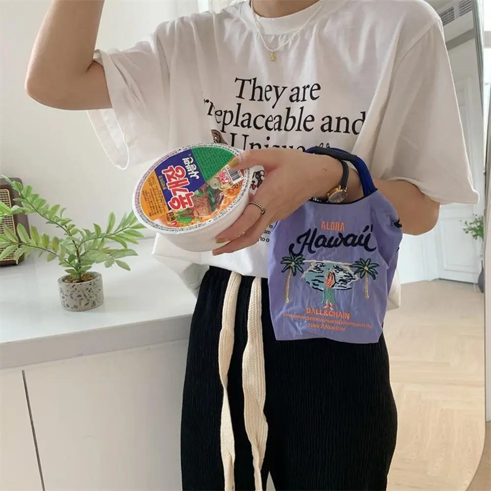 Japanese Ball Chain Embroidery Canvas Bag Kawaii Shopping Bag Printed Nylon Storage Bag Makeup Bag Mini Handbag Travel