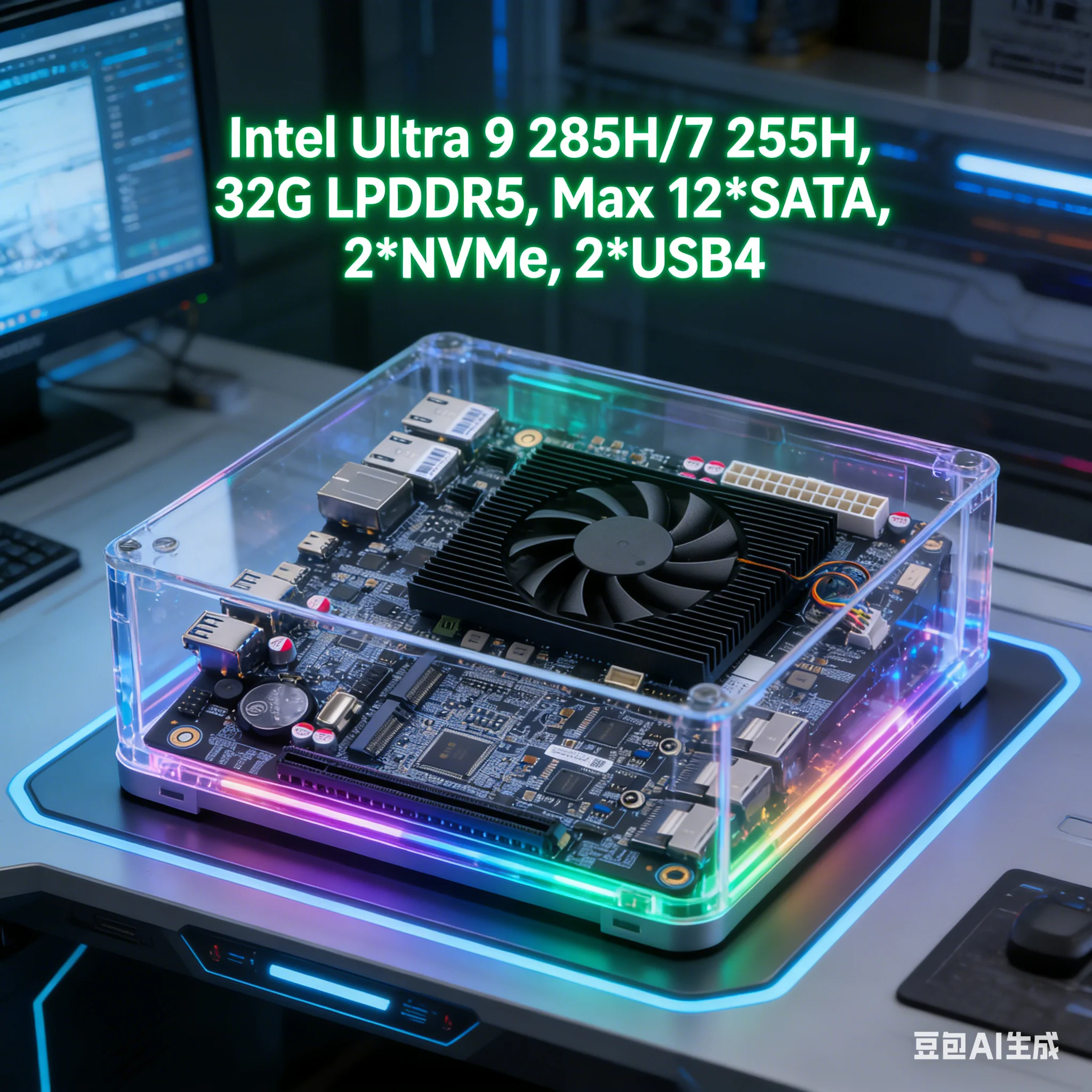 

Многофункциональная материнская плата для NAS с 14 отсеками, 2x10G LAN, Intel Ultra 9 285H/7 255H, 32G LPDDR5, до 12*SATA, 2*NVMe, 2*USB4, игровой мини-ПК