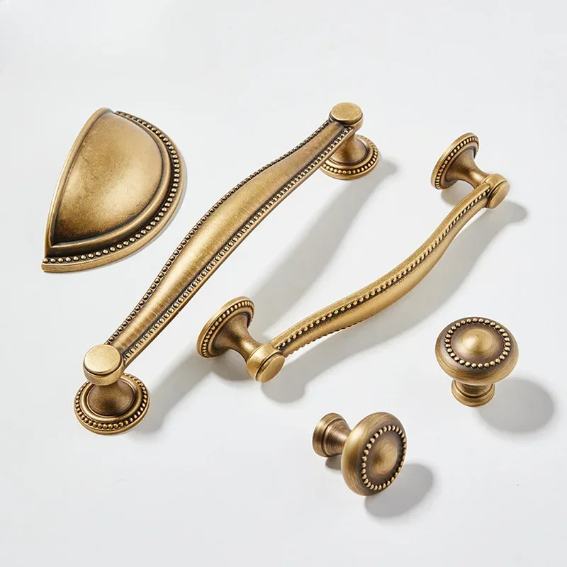 Vintage Bronze Solid Brass Cabinet Knobs Shell Handle Cupboard Handles Furniture Hardware Drawer Pull Kitchen Drawer Handles