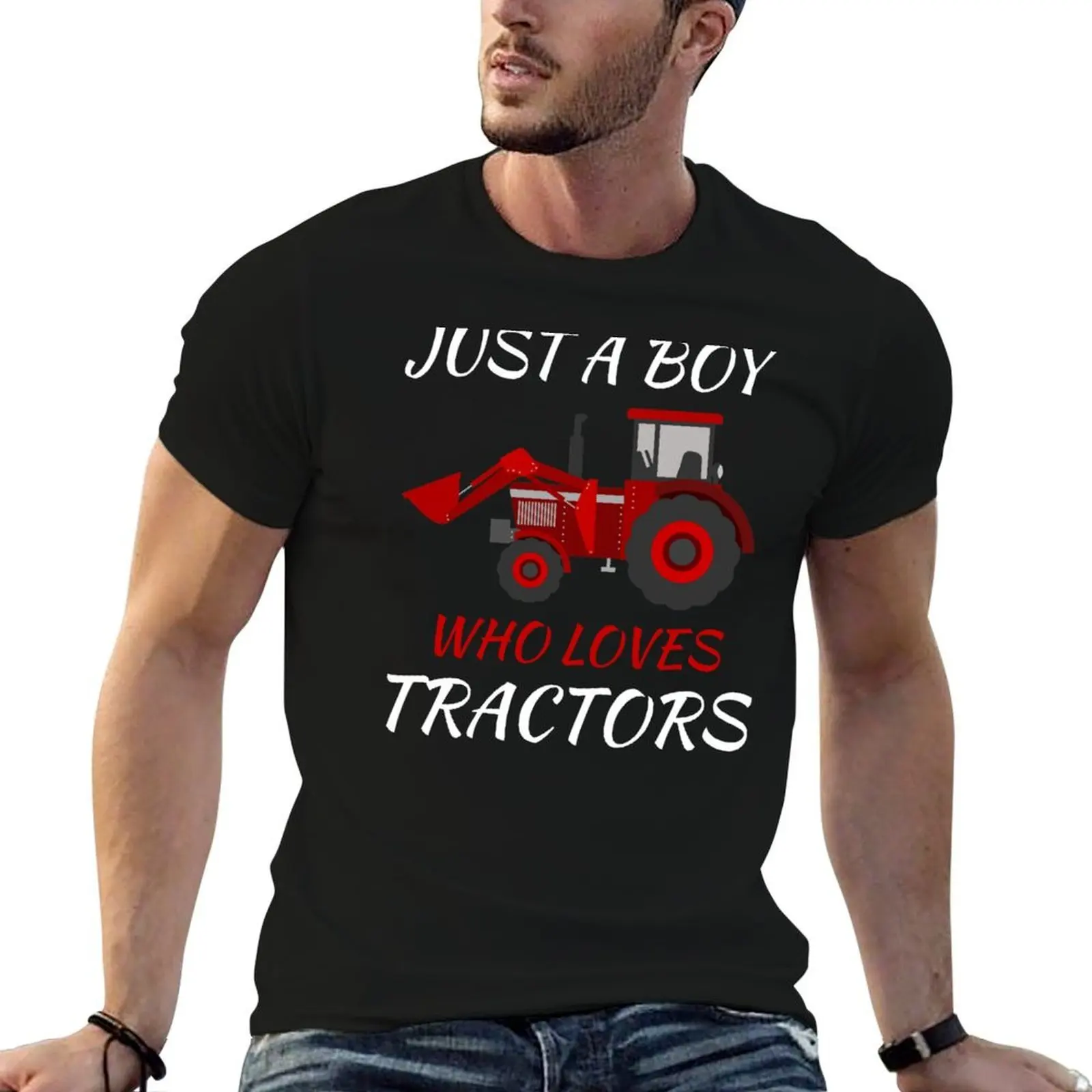

Just A Boy Who Loves Tractors Farmer Kids T-Shirt man t shirt cotton high quality t shirt man plain essential t shirt T-shirt