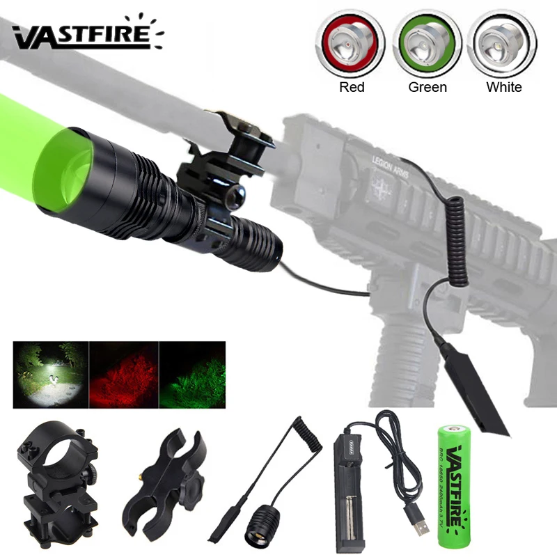 

C11 1300Lm Professional LED Hunting Flashlight 1 Modes Scout Torch Lights USB Rechargeable Waterproof Fishlights