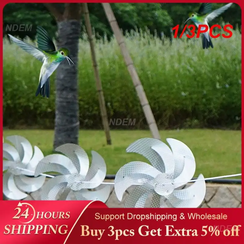 

1/3PCS Pinwheels High-speed Rotation Silver For Outdoor Garden Bird Repeller Reflective Colorful Windmill Toughness Bird-driving