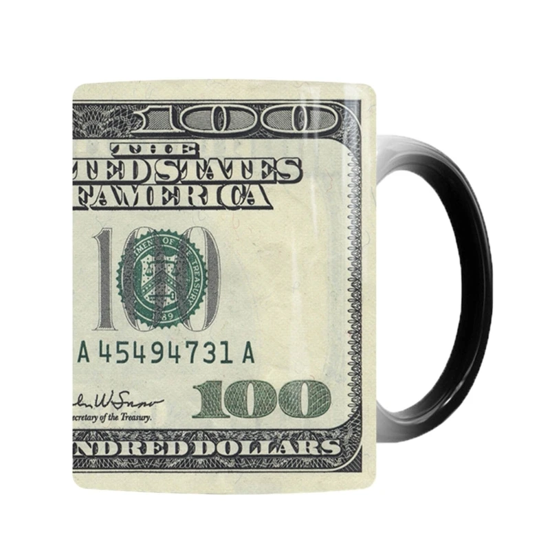 Temperature Sensitive Cup Heat Sensitive Mug Ceramic Creative Money Print Mug