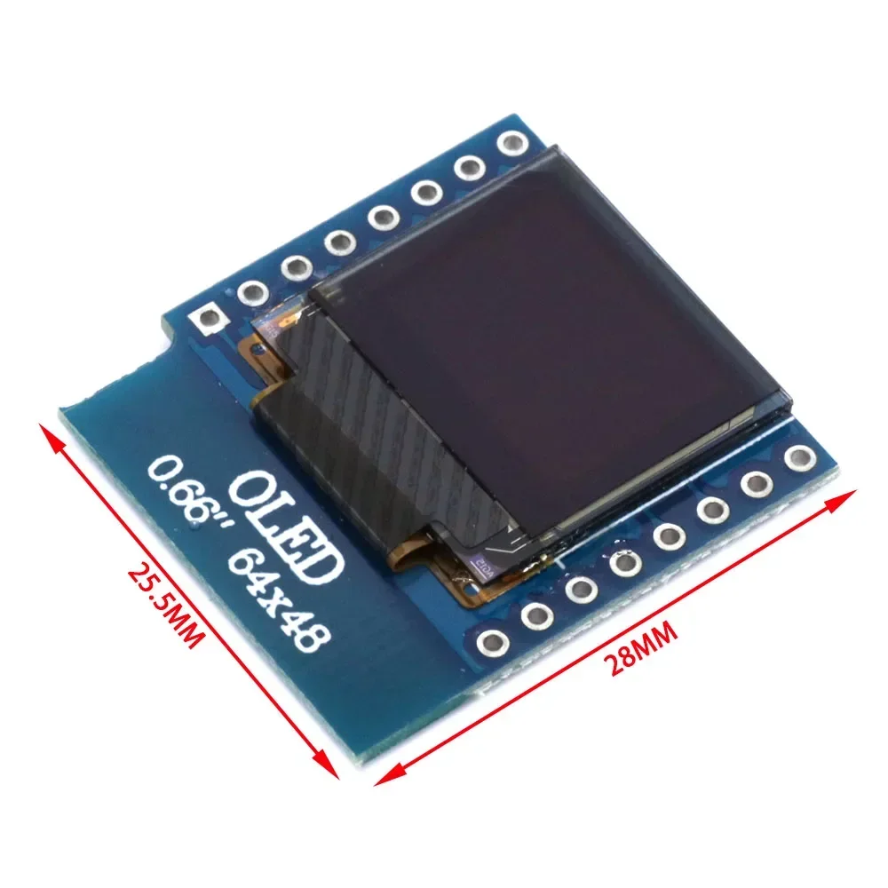 Escudo de exibição OLED I2C de 0,66 polegadas (64x48) para Wemos D1 Mini, driver SSD1306, compatível com Arduino