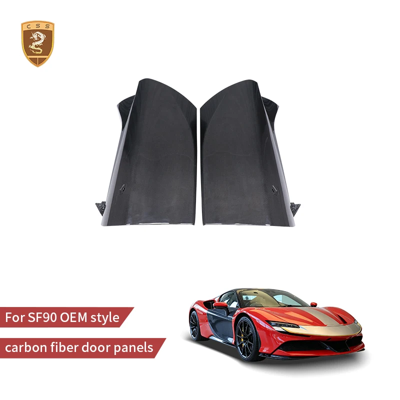 Shiny Black Dry Carbon Fiber Interior Door Panel Trims for Ferrari SF90 Stradale Spider 2019-2024 OEM Style Car Side Door Cards