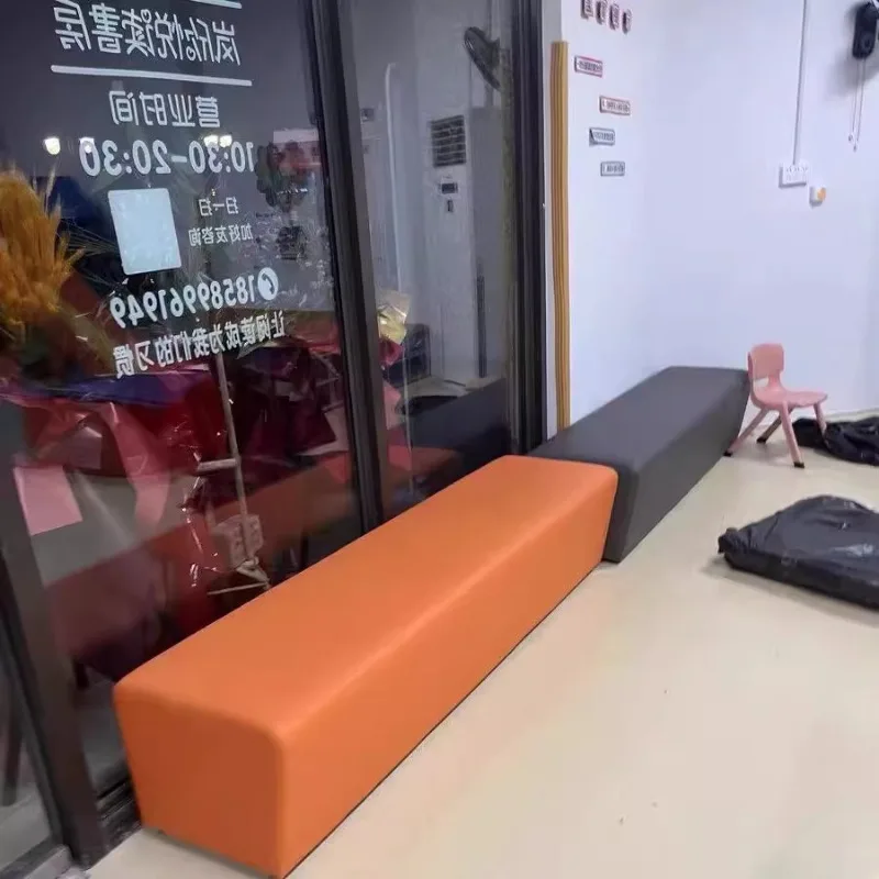 

Shoe change stool sitting area sofa soft bag long stool leather stool simple barber shop rectangular chair corridor aisle