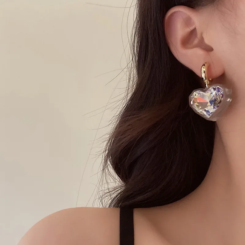 Trendy Jewelry Hot Selling 2024 Trend New Colorful Heart Earrings For Women Girl Sweet Korean Temperament Gift Dropshipping