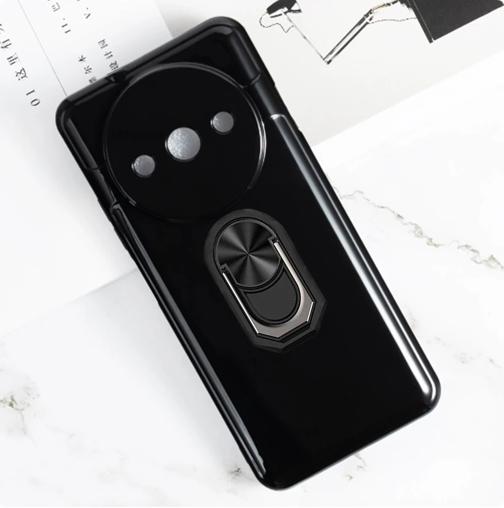 For Oukitel C59 Pro 6.88" 2025 Back Finger Ring Soft TPU Silicone Case On OukitelC59Pro OukitelC59 C59Pro Bracket Phone Cover