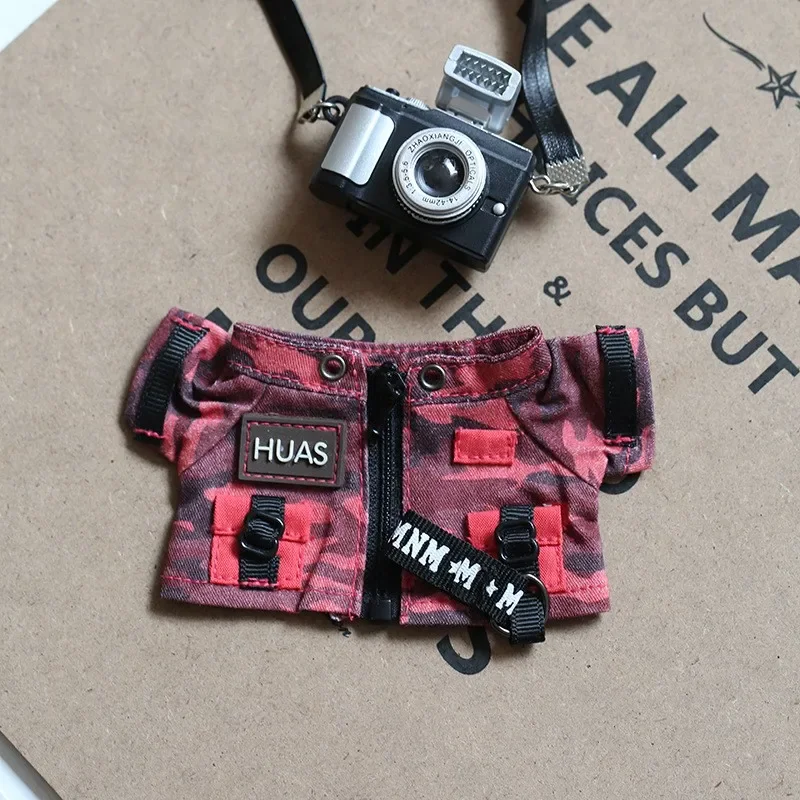 For 15/17cm Labubu Doll Mini Clothes Camouflage Suit Accessories Windbreaker Overalls Jeans Windproof Jacket Clothing