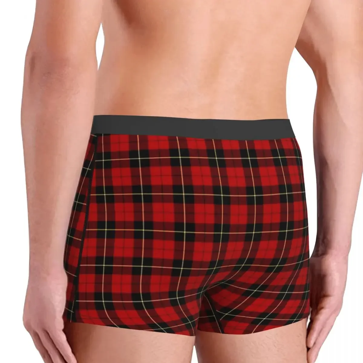 Clan Wallace Tartan Classic Red And Black Plaid Men Boxer Briefs Lattice Highly Breathable Underwear Top Print Shorts Gift Idea