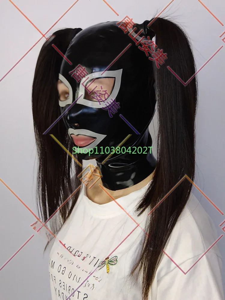 Tangshan Zimei Latex Clothes, Latex Headgear Masks, Hair Holes, Party Performance Costumes Latex Customization