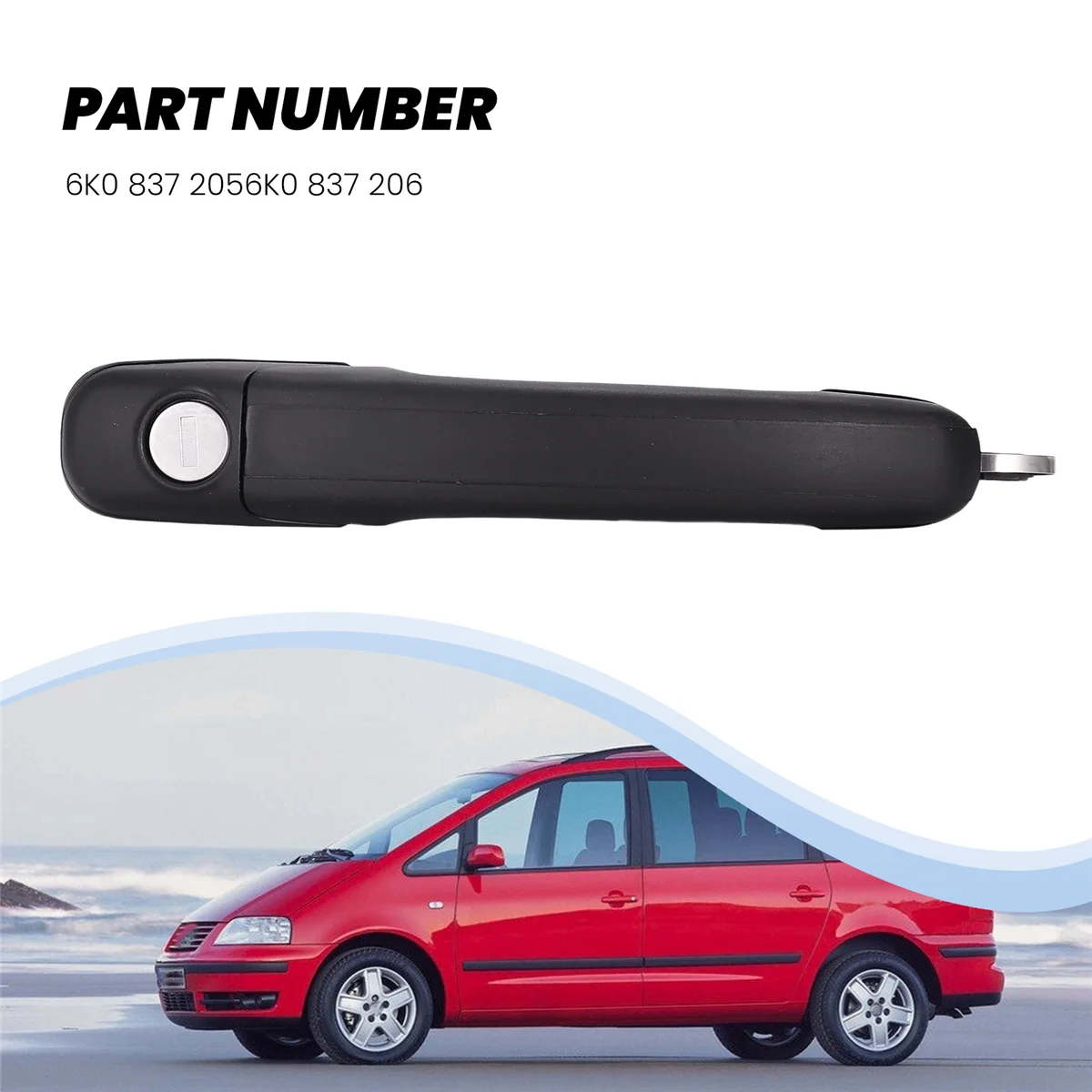 6K0837205 6K0837206 Front Left Right Door Handle with Lock Barrel for FORD GALAXY SHARAN ALHAMBRA 33mm Pin Length