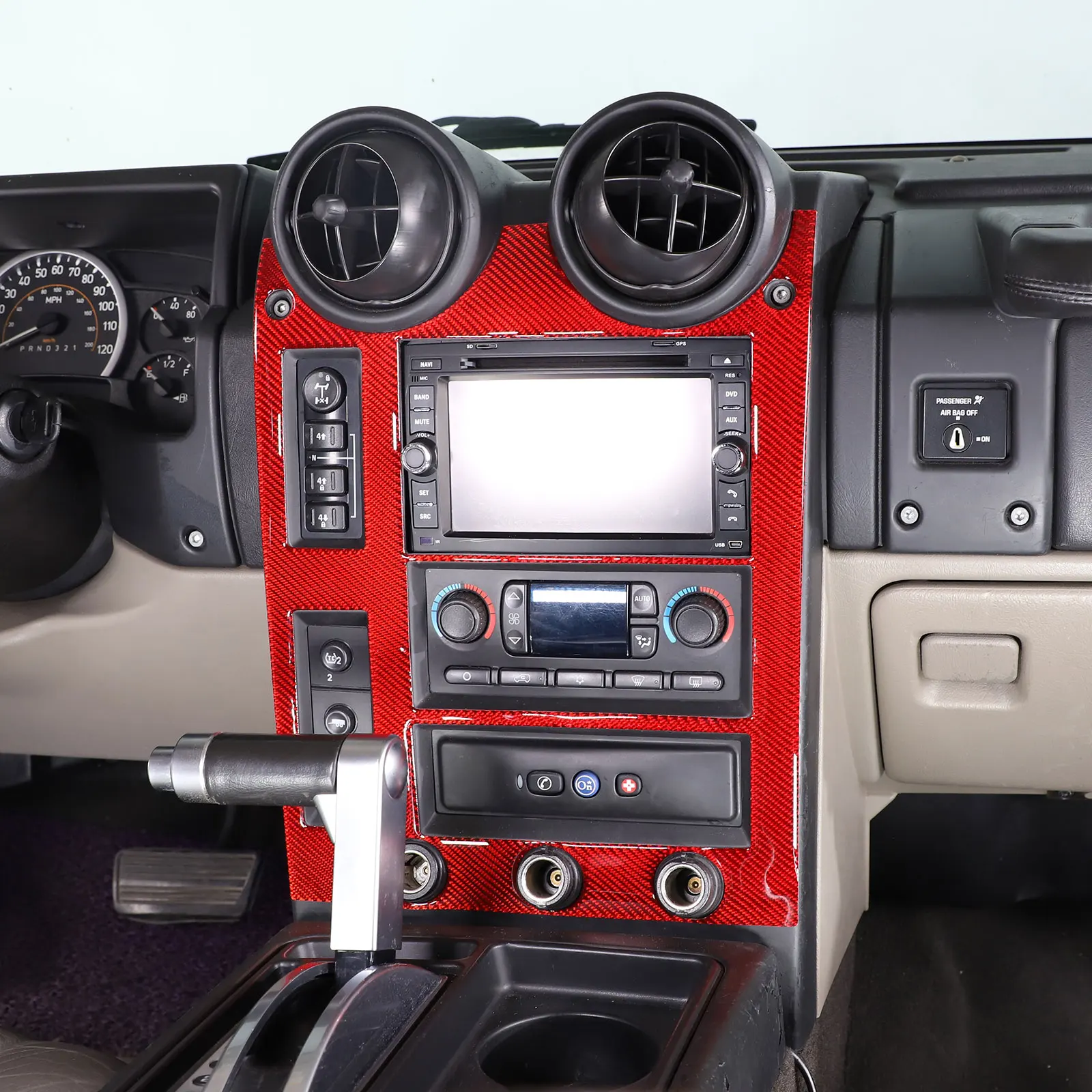 Per Hummer H2 2003-2007 Car Center Console Frame pannello decorativo adesivo Kit in carbonio morbido