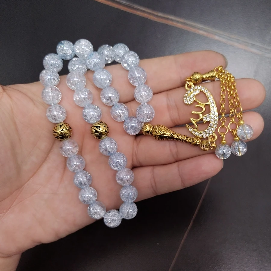 Tasbih women Blue Crystal Muslim 33 prayer bead Turkish Bracelet Ramadan arabic fashion Accessories Eid Gift misbaha