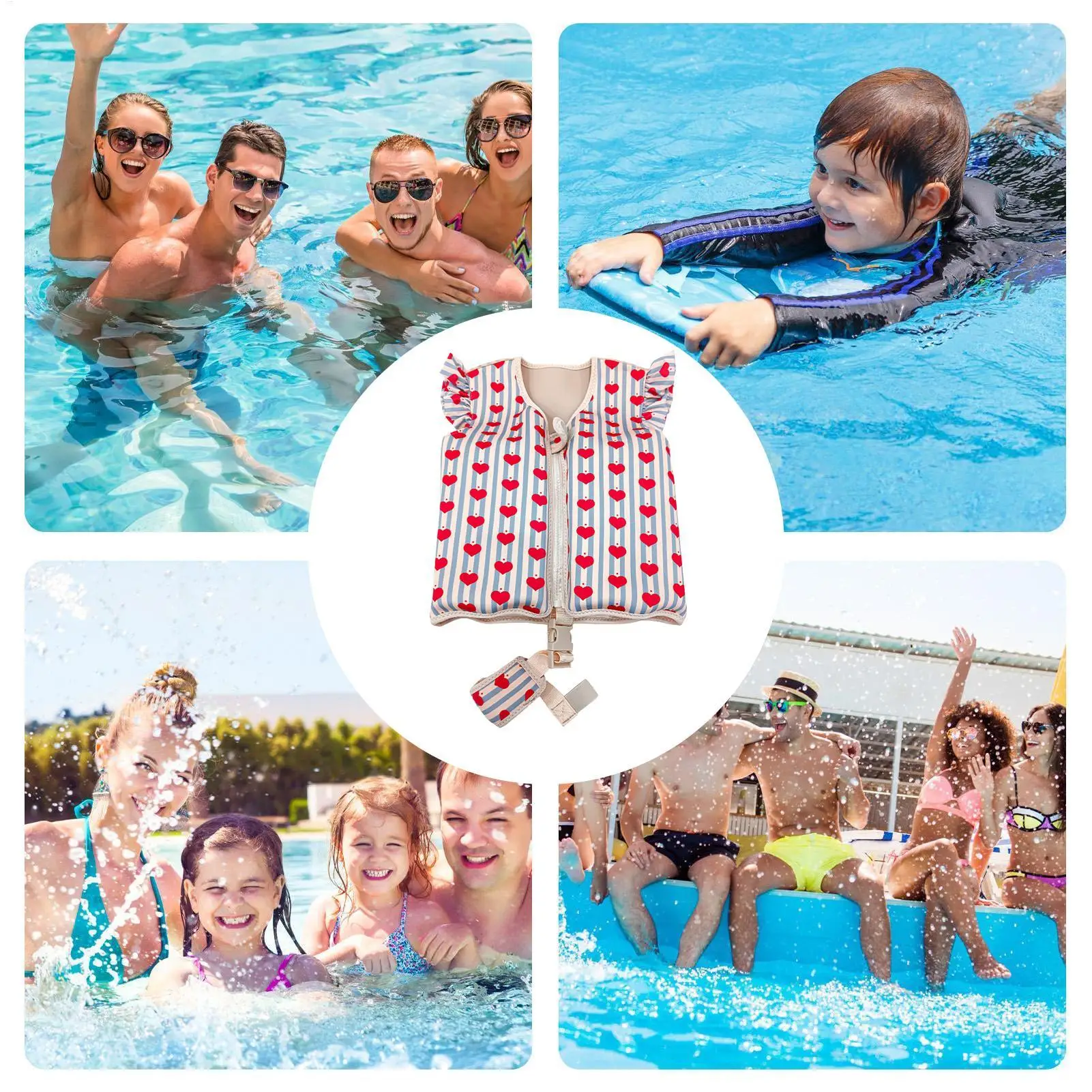 Gilet de bain pour tout-petits, facile à marche/arrêt, fermeture éclair, pour enfants de 2 à 7 ans, maillots de bain à flottabilité, aide à l'entraînement pour garçons et filles, école, plage