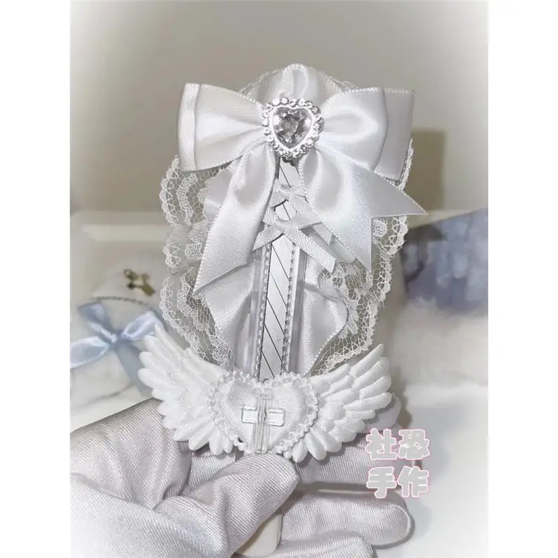 White Angel Wings Kawaii Knife Ribbon Lace Cutter Retractable Handmade Knife Subculture Y2k Jirai Kei Girl's Gift Cute