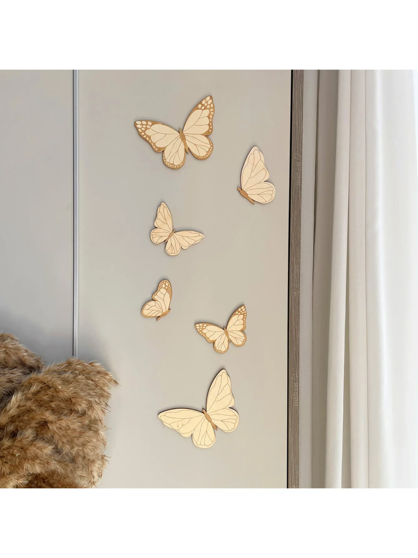 6 Children's Room Wooden Wall Decals Home Decor Butterfly Wall Art Photography Backdrop with Atmospheric Vibe