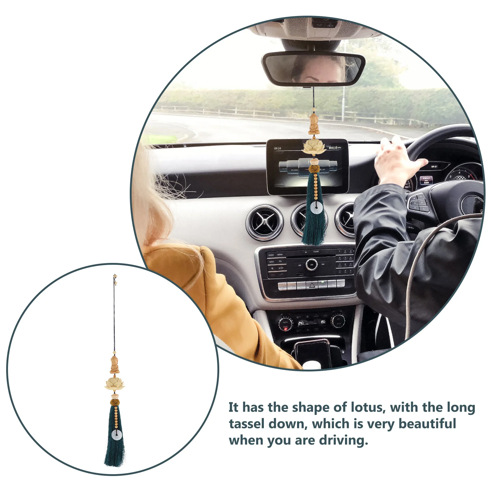 

Wooden Buddha Lotus Pendant Car Hanging Retro Decor Creative Chic Vehicle Pendant Home Hanging Ornament Auto Car Accessories