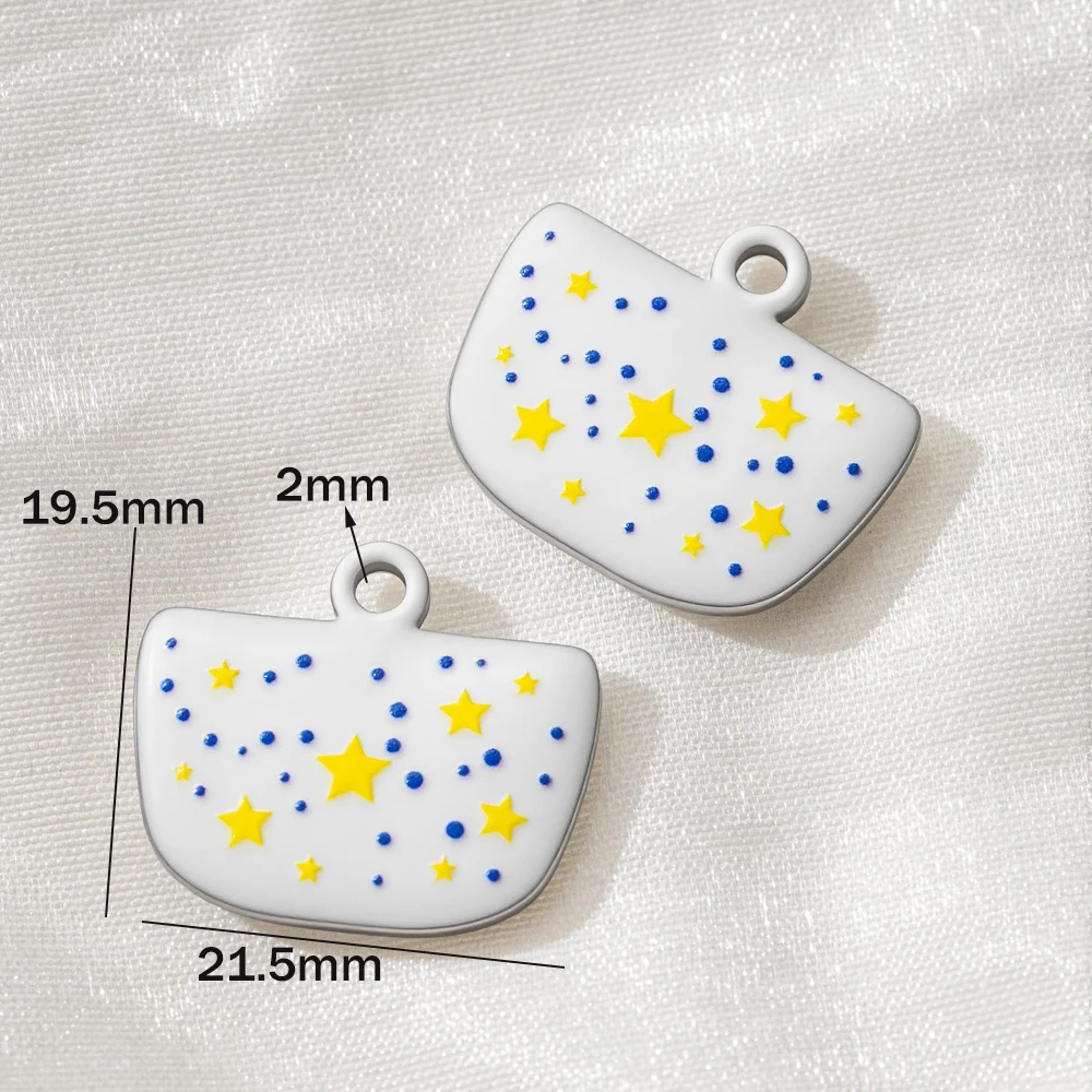5 Stück Niedliche Handbemalte Emaille-Anhänger mit Schmetterling- und Sternmotiven aus Edelstahl für Frauen, DIY-Halsketten, Schmuckherstellung, Accessoires – Detail 10