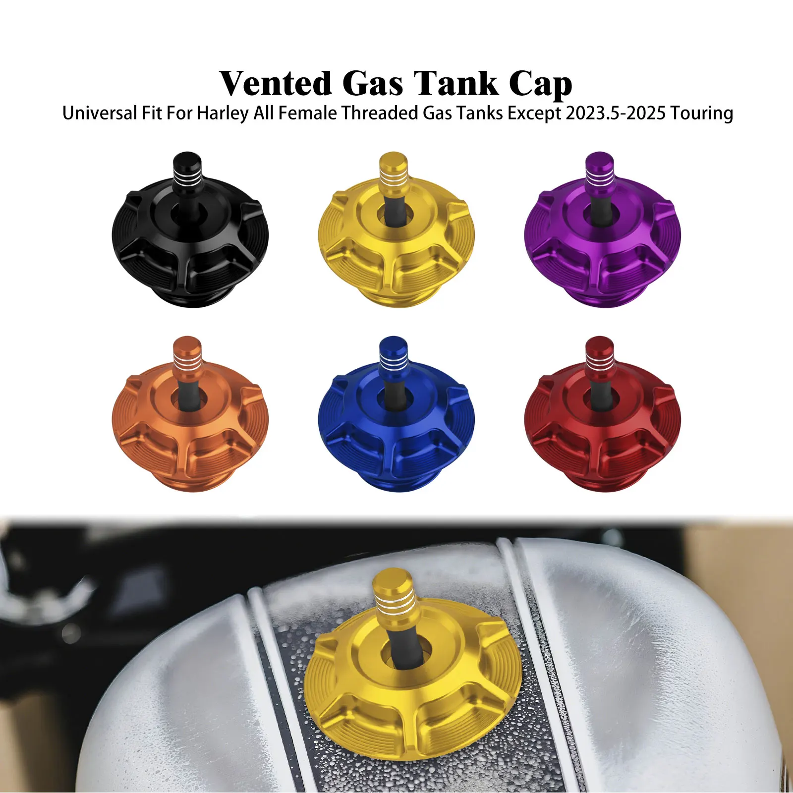 

Universal Vented Gas Cap Motorcycle Oil Fuel Tank For Harley All Female Threaded Gas Tanks Except Touring 2023.5-2025
